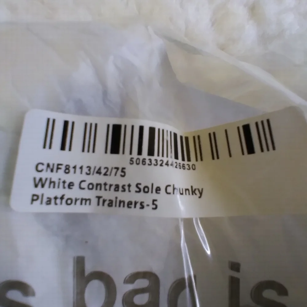 Prettylittlething white contrast sole chunky platform trainers sneakers size 7